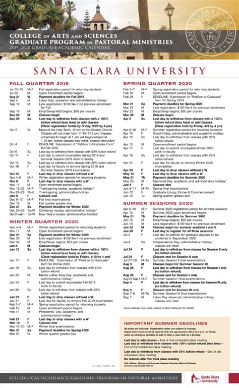 santa clara university calendar|santa clara university graduate calendar.